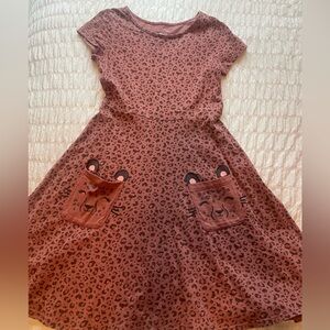 Leopard Print Kids Dress with Animal Pockets